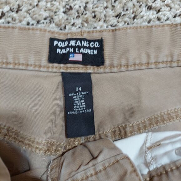 Polo Jeans Co Ralph Lauren Denim 34 Light Brown Straight Weathered Distressed - Picture 3 of 8